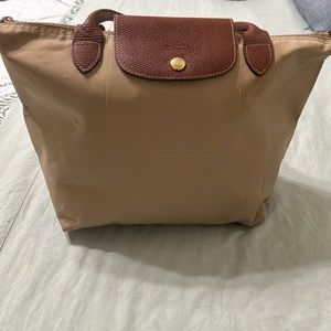 Tan Longchamp Le Pilage Small Shoulder Tote